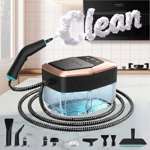 Vaporeta Limpieza Hogar Limpiador a Vapor Vaporeta de Mano Potente Hogar Portátil Maquina Steam Cleaner Profesional para Limpiar Cocinas, Baños, Coches, 4 Bar, Calentamiento En 15s, 1,8 L