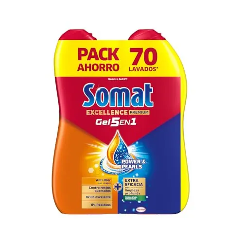 Somat Excellence Duo Gel Frescor Anti-Olor, Detergente Lavavajillas, 2x35D