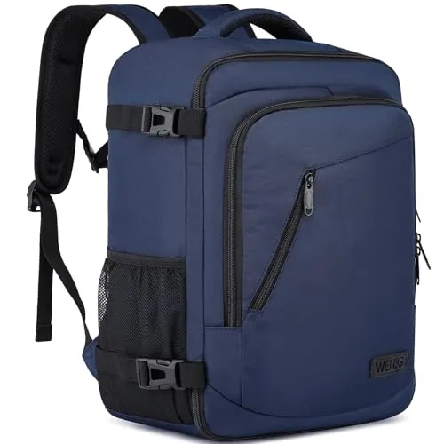 WENIG Mochila Viaje Cabina Avion 40x30x20 para Ryanair Vueling Wizzair 24L Equipaje de Mano Bolsa de Viaje Hombre Mujer Maletas de Viaje Cabina Mochila Portatil 14 Pulgadas con Puerto USB, Azul