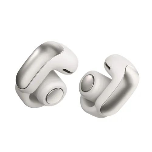 Bose Ultra Open Earbuds, Auriculares inalámbricos de botón de alta gama y fidelidad, Auriculares Bluetooth intraurales para running, Diseño de moda abierto, Hasta 48 h de autonomía, Blanco Ahumado