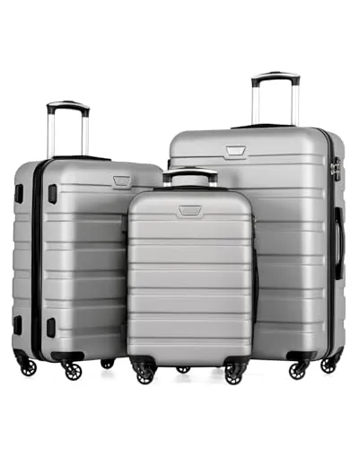 COOLIFE Juego de Maletas 3 Piezas para Viajes Familiares, M+L+XL, ABS+PC