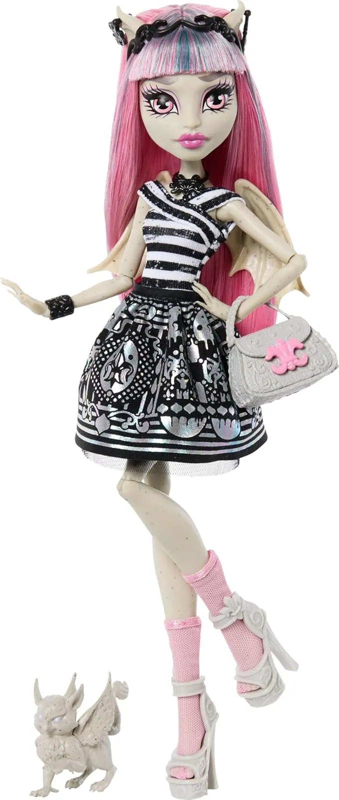Monster High Boo-riginal Creeproduction Rochelle Goyle Muñeca, reproducción Coleccionable con Soporte, Diario y gárgola de Grifo Mascota Roux, JHK57