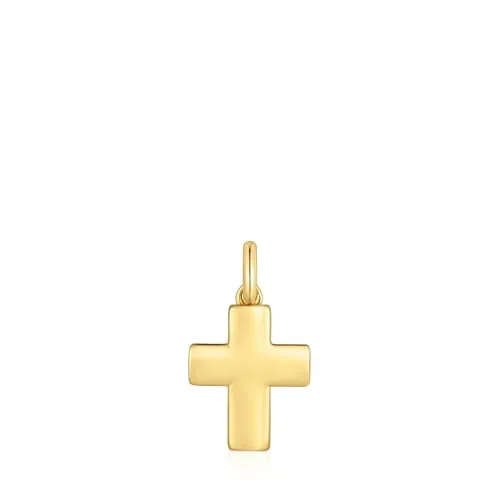 TOUS Colgante para Mujer con Baño de Oro 18 Kt Sobre Plata y Motivo Cruz, Colección Motivos