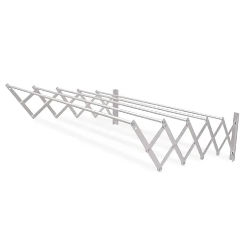 Amig - Tendedero Extensible de Pared - Medidas: 100x14x3 cm - Superficie de Tendido: 5 m - Aluminio Inoxidable - Tornillería en Acero Inoxidable - para Interiores y Exteriores - Fácil Instalación