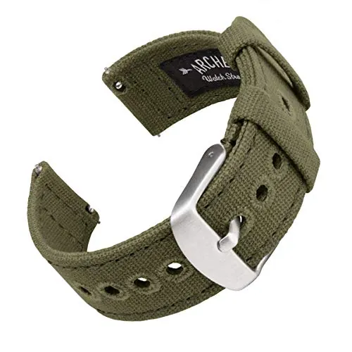Archer Watch Straps - Correas de Reloj de Tela de Liberación Rápida (Verde Oliva Desteñido, 20mm)