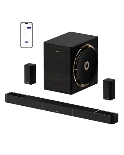 ULTIMEA Skywave X70 7.1.4 ch Barra de sonido inalámbrica para TV con Dolby Atmos, 980W, subwoofer inalámbrico 10", 2 altavoces inalámbricos,graves 20Hz, amplificador GaN, paso 4K HDR,HDMI eARC, BT 5.4