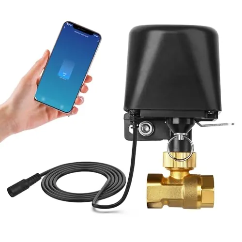 LgowithU Válvula de agua inteligente WiFi/Bluetooth con control por voz, compatible con Alexa y Google, control automático de válvulas para cocina, jardín y granja(DN15)