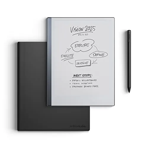 reMarkable Pack Premium reMarkable 2 | Tableta de Tinta Electrónica - Pantalla 10,3" Blanco y Negro + Lápiz Marker Plus con Goma Integrada + Funda Book Folio Piel Negra