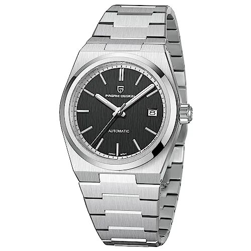 Relojes Pagani Design para hombre, automáticos, mecánicos, de pulsera, resistentes al agua, con movimiento NH35, cristal de zafiro, luminiscentes, de acero inoxidable (negro)