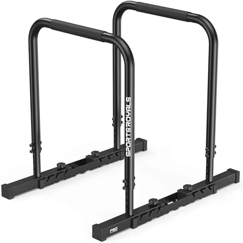 Sportsroyals Estación de barra de inmersión ajustable, barras paralelas y paralelas, 400 LBS Stable Dip Stands para gimnasio en casa, calistenia y equipo de entrenamiento corporal superior