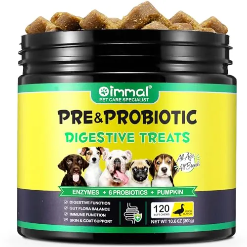Probióticos para Perros, Probióticos para Perros para Enzimas Digestivas, Promover la Salud intestinal, Sistema Inmunológico y Apoyos para la Salud en General,120 Chews