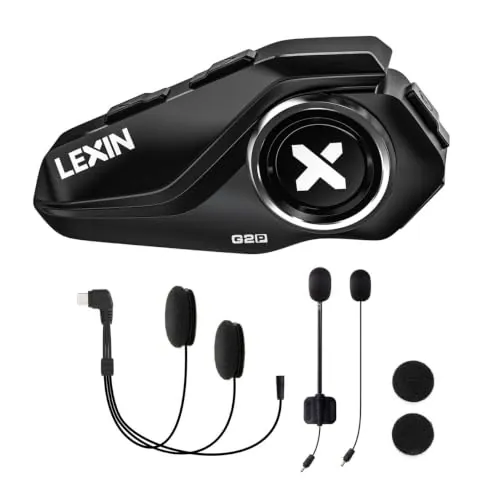 LEXIN G2P Intercomunicador Casco Moto Bluetooth,4 Cubiertas Reemplazables