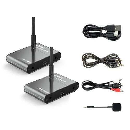 SENECESLI Receptor de Transmisor de Audio Inalámbrico de 2.4GHz para TV, Kit de Receptor Transmisor Inalámbrico para Altavoces Alimentados por Subwoofer Estéreo