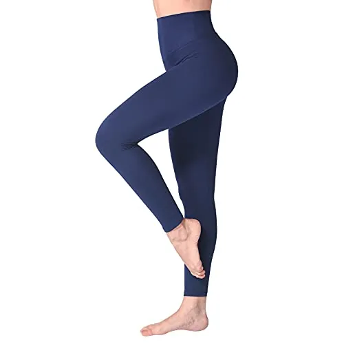SINOPHANT Mallas Deporte Mujer de Cintura Alta, Leggins de Control de Abdomen Opacas, Elásticas, Leggings Mujer Vestir, Suaves como la Mantequilla L-XL 1 Piezas Azul Marino