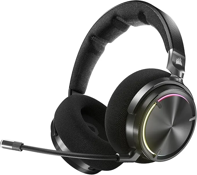 Corsair Virtuoso MAX Wireless Auriculares para Juegos con Bluetooth – Dolby Atmos, SoundID, Cancelación Activa del Ruido, Micrófono de Calidad Broadcast, para PC, Mac, PS5, PS4 – Carbono