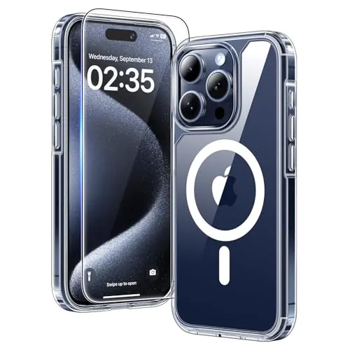 TAURI Funda Magnética para iPhone 15 Pro MAX 6.7", Transparente