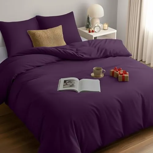 Utopia Bedding Funda Nordica 220 x 240 - Microfibra Juego de Funda Edredon 220x240 cm y 2 Fundas de Almohada 65x65 cm (Púrpura)