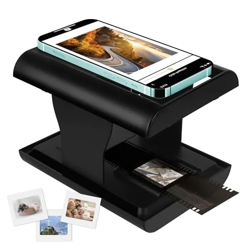 Escáner de Negativos y Diapositivas, Mobile Film Scanner Convierte Película de 35 mm a Foto Digitales con Smartphone, Apoyar la Edición y Intercambio