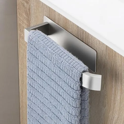 OETAMS Toalleros de Baño Sin Taladro 304 Acero Inoxidable Toallero Autoadhesivo Toallero Baño Toallero Pared Toallero de Baño Soporte para Toallero Estable Solo Brazo Elegante Cepillado Plata 22CM