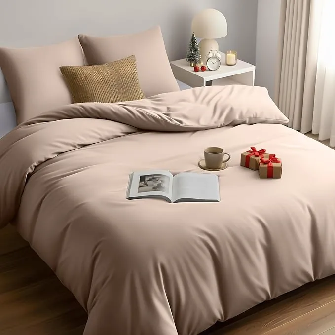 Utopia Bedding Funda Nordica Cama 180 - Microfibra Juego de Funda Nordica 240x260 cm y 2 Fundas de Almohada 65x65 cm (Beige)
