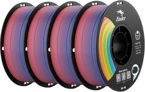 Creality Filamento para impresora 3D Rainbow PLA+ 4 kg, 1,75 mm, precisión dimensional +/- 0,02 mm, sin enredos y sin nudos, degradados, compatible con la mayoría de impresoras 3D FDM