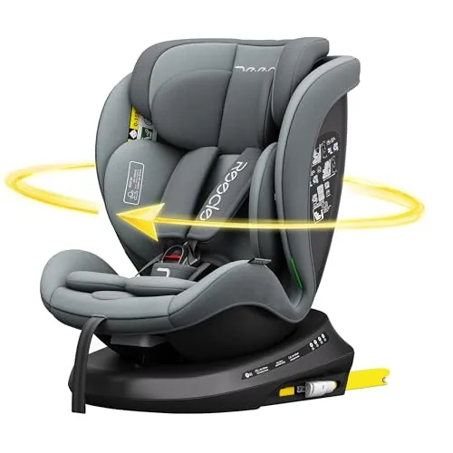 Reecle I-Size Silla de Coche Giratoria 360 con ISOFIX, 40-150cm