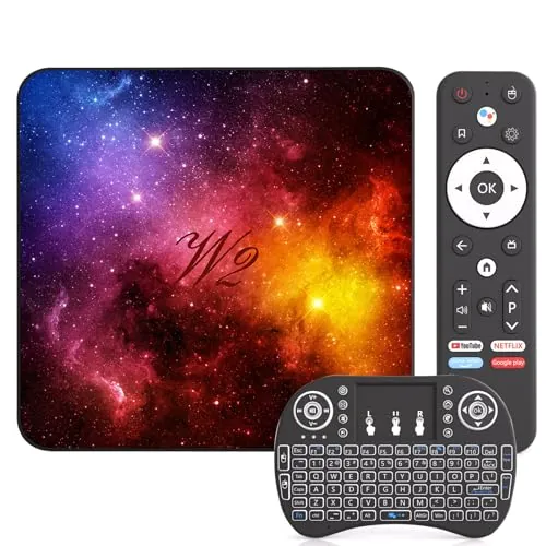 Android TV Box 14, 4GB RAM 64GB ROM Mali-G31, WiFi 6, Bluetooth 5.0, 8K UHD 3D, Puertos USB y HDMI, Android TV Box 14 con Mini Teclado TV Box 64G