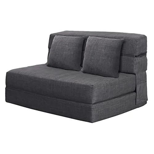 ANONER Sofá Cama Plegable 2 Plazas 4 en 1, Gris Oscuro