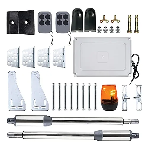 PNI MAB300LR kit automatización portón batiente, con 2 motores de 40W, mandos a distancia y panel de control, fotocélulas y lámpara, largo portón 2 x 2,5m máx, peso portón 200Kg