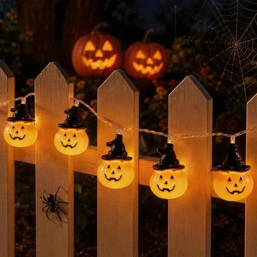 Guirnalda de Luces de Calabaza para Halloween, 20 LEDs, 2.3m, Temporizador