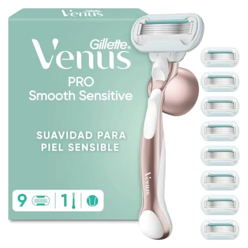 Gillette Venus Pro Smooth Sensitive Maquinilla de Afeitar, 9 Cuchillas