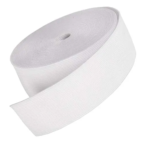 Goma Elástica Costura Ancha 38mm Blanca, Banda Elástica Plana Fuerte 6m