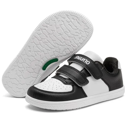 SAGUARO Zapatillas Barefoot Niños Niñas, Zapatos Barefoot Minimalistas con Suaves Ligeros para Uso Diario, Colegio, Parque Infantil, Interior y Exterior, Blanco-Negro, Gr.31