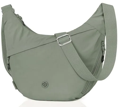 JUYANO Bolso Mujer Pequeño Bolso Bandolera Mujer, Half Moon Bag con Múltiples Bolsillos, Ligero Crossbody Bag con Correa Ajustable para Trabajo Compras Viajes Deporte, Verde