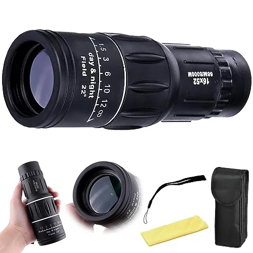 BDSHUNBF Telescopio monocular de alta potencia de 16 x 52, monoculares para adultos con prisma Bak4 y lente FMC, monoculares compactos impermeables para observación de aves, viajes, caza, camping