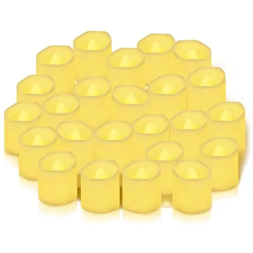 BUCOMTU 24 piezas Velas LED de Cera sin Llama a Pilas, Luces de Té y Velas Votivas con Luz Cálida Parpadeante, para Decoraciones de Festivales, Halloween, Navidad, Pascua