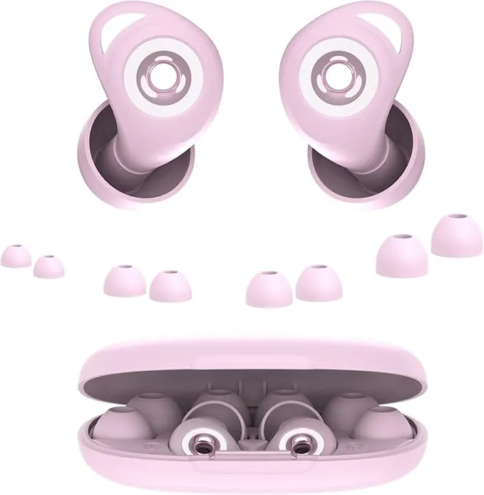 Tapones Oidos Ruido Dormir, Cancelación de Ruido de 45 dB, Tapones Oidos Rreutilizables de Silicona Blanda, 4 Tamaños (XS/S/M/L), Tapones Adecuados para Dormir, Viajar, Concentrarse o Concierto, Rosa