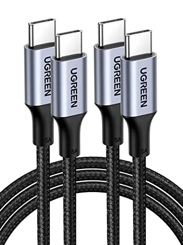 UGREEN 2Pack Cable USB C Carga Rápida PD 3.0 100W, Tipo C Compatible con MacBook Air, DELL, iPad iPhone 17 Pro Max Air/16/15 Plus Pro MAX, Galaxy S26 S25 Ultra S24 S23, Pixel 10/9/8, etc. 1M