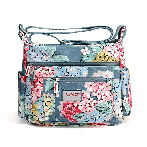 Wafybsre Bolso Bandolera Mujer Multi Bolsillo Bolso de Nylon Mensajero Bolso de Hombro Ligero Bolso de Viaje, 11.42 x 9.06 x 5.91 inches (29L x 23H x 15W cm)