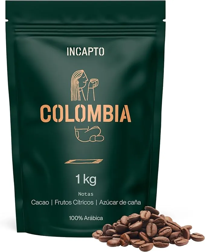 Incapto Café en Grano de Especialidad 1kg | Origen Colombia | 100% Arábica | Specialty Coffee 84 puntos SCA | Tueste Natural y Artesanal | Finca Huila, Cadefihuila