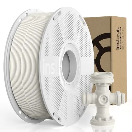 Inslogic Pre-secado Nylon Filamento 1.75mm Impresora 3D Filamento, Poliamida(PA) PA6/66 Impresión Sin Deformación Compatible con la Mayoría de Impresoras FDM, Carrete Reutilizable 1kg, Blanco Natural