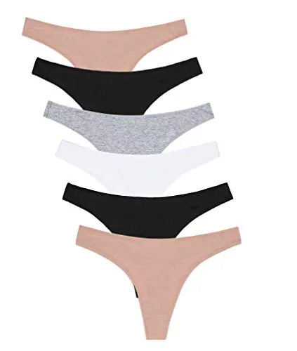 Channo Tangas de Algodón para Mujer, Lisos y Suaves con Acabado Fino Que No Marca - Pack de 6, Surtido, S/M