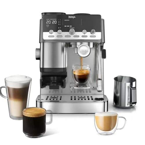 Ninja Luxe Café Mini Cafetera 2 en 1 para café de filtro y espresso con espumador automático de leche, molinillo integrado ES351EU