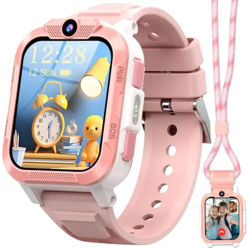 Reloj Inteligente Niño con Videollamada,4G Smartwatch Niño con Videollamada y GPS,SOS, Chat de Voz, Modo Escuela,Batería 850mAh,Podómetro,Despertador,IP68,Juegos,Regalo Ideal para Niños de 4-12 Años