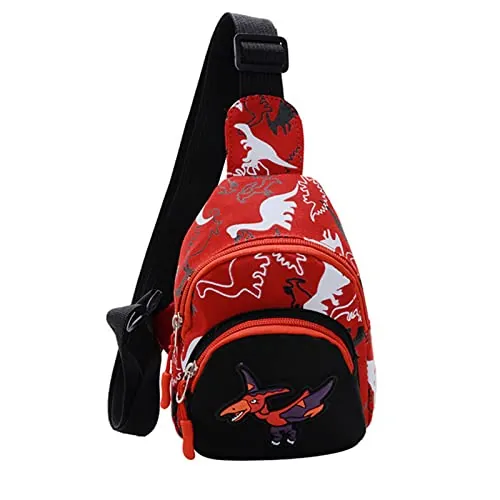 Fowybe Bolso de Hombro para niños,Bandolera Cruzada de Dinosaurio | Mochila de Viaje al Aire Libre, Bolso de Mano para niño, Bolsas de Pecho de Dinosaurio para niños