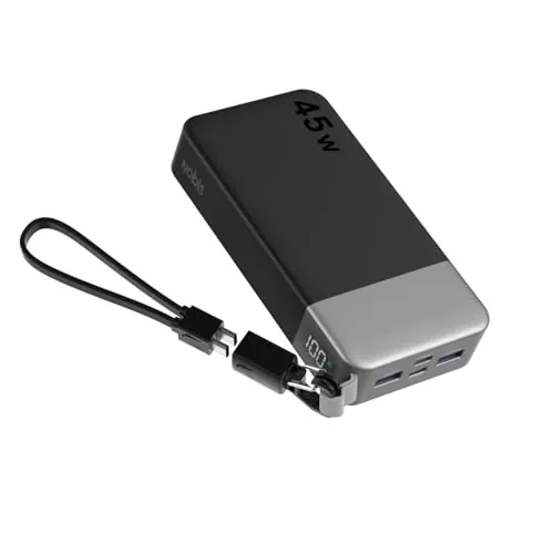 NOBIS Power Bank 20000mAh 45W Batería Portátil con Cable C-C Adjunto