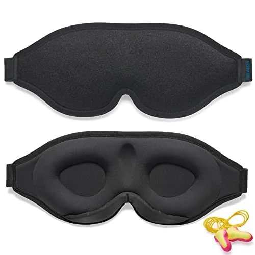 Antifaz para Dormir Innovador para Hombres y Mujeres, Máscara con Diseño que Bloquea la luz y la Claridad 99.99%, para Dormir, Tomar una Siesta, Meditar, Descansar bien y Viajar（Negro）