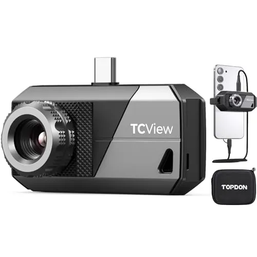 TOPDON TS001 Cámara Térmica Android, 512x384 TISR Lente Ajustable de 9mm | Rango de observación 0.1 a 500M, -20~550℃, 25Hz, Enfoque manual para inspección de circuitos impresos, de la casa, exterior