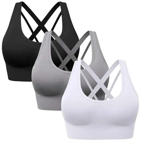 HBselect 3Pcs Sujetador Deportivo Mujer Sujetador de Alto Impacto