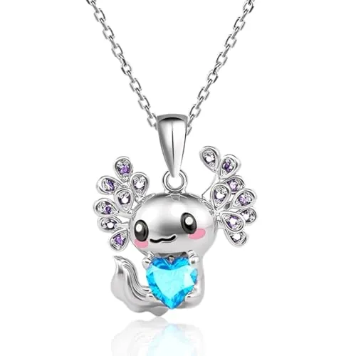 OIXEYA Collar de Salamandra Moderno, Aleación Collar de Cristal de Ajolote Lindo, Collar con Colgante, Regalo de Joyería para Niños Niñas, Regalo de Cumpleaños Navidad y Graduación (A)